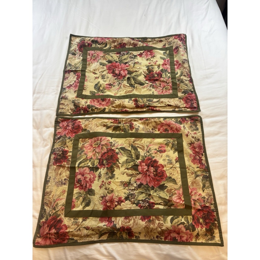 Chaps Ralph Lauren Standard Rosemont Floral Pillow Shams (2) Ribbon Accent